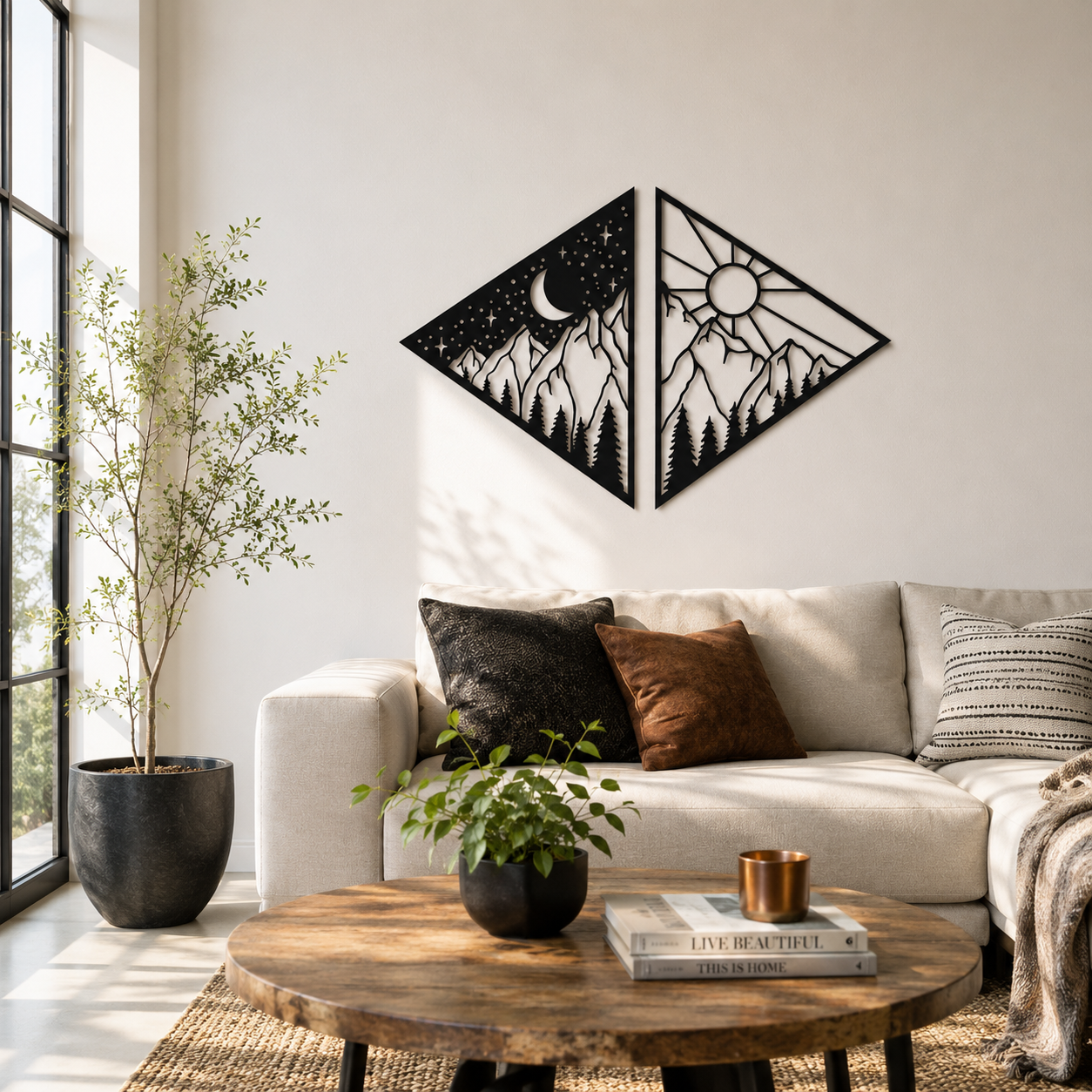 Sun Moon Mountain Diamond Metal Wall Art - view 3