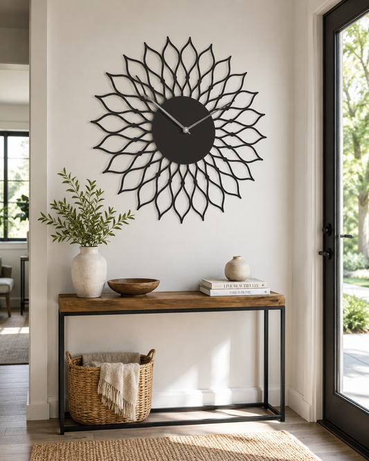 Sunflower Petal Mandala Metal Wall Clock