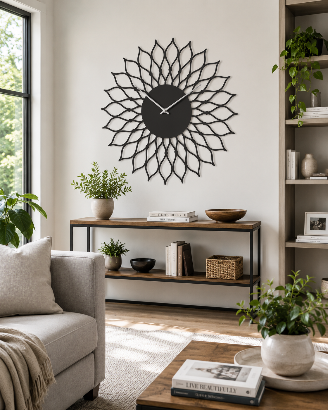 Sunflower Petal Mandala Metal Wall Clock - view 2