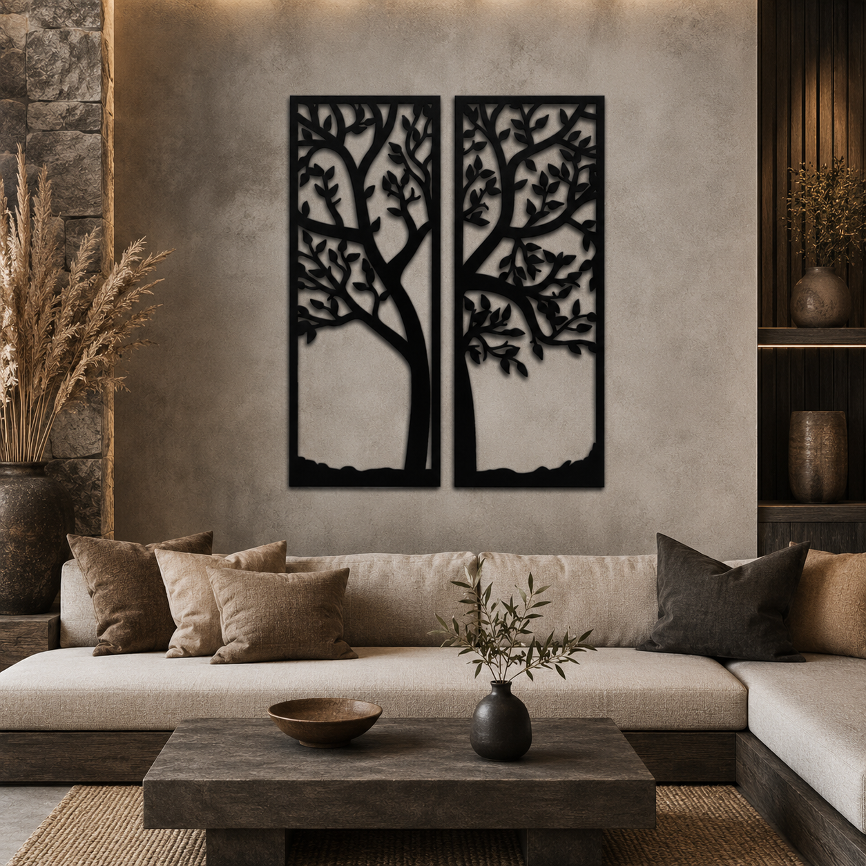 Tall Tree Of Life 2 Piece Metal Wall Art - view 2