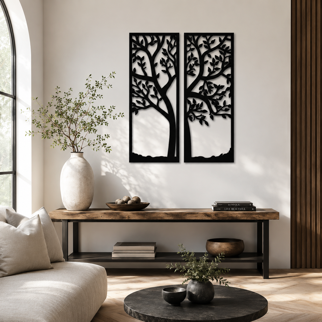 Tall Tree Of Life 2 Piece Metal Wall Art - view 3