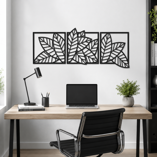 Tropical Leaves Botanical Trio Metal Wall Art - view 2