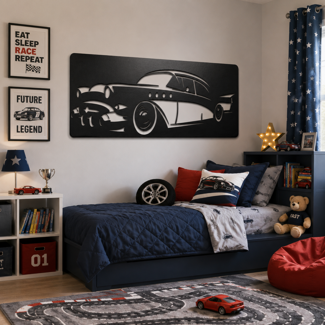 Vintage Classic Car Metal Wall Art - view 3