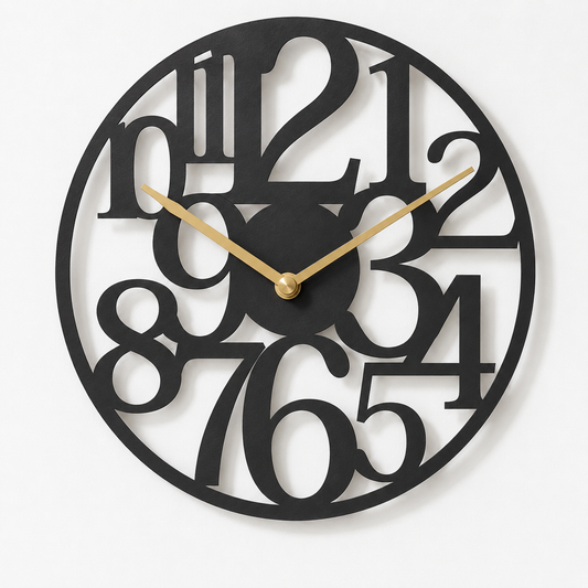 Vintage Mixed Font Round Numerals Metal Wall Clock