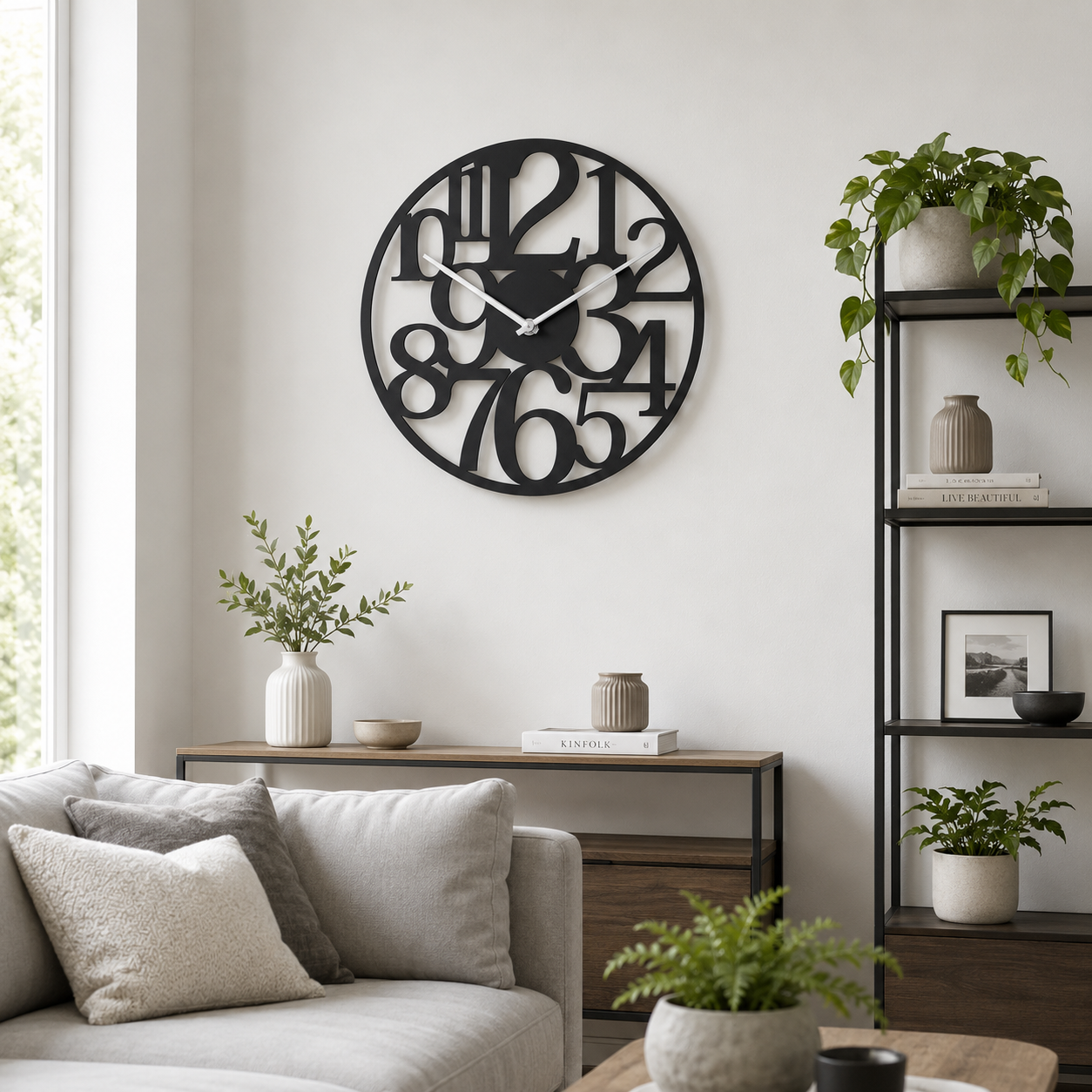 Vintage Mixed Font Round Numerals Metal Wall Clock - view 2