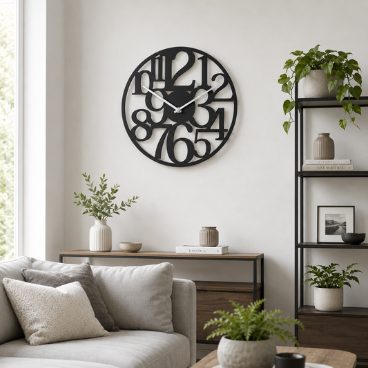 Vintage Mixed Font Round Numerals Metal Wall Clock - view 2