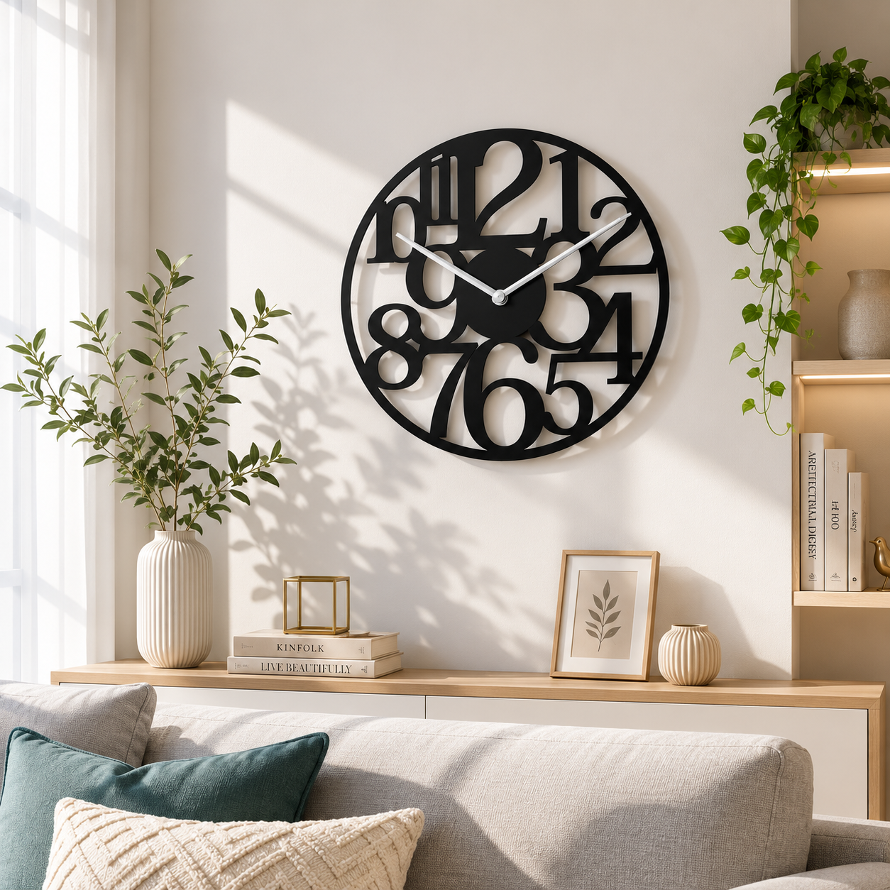 Vintage Mixed Font Round Numerals Metal Wall Clock - view 3