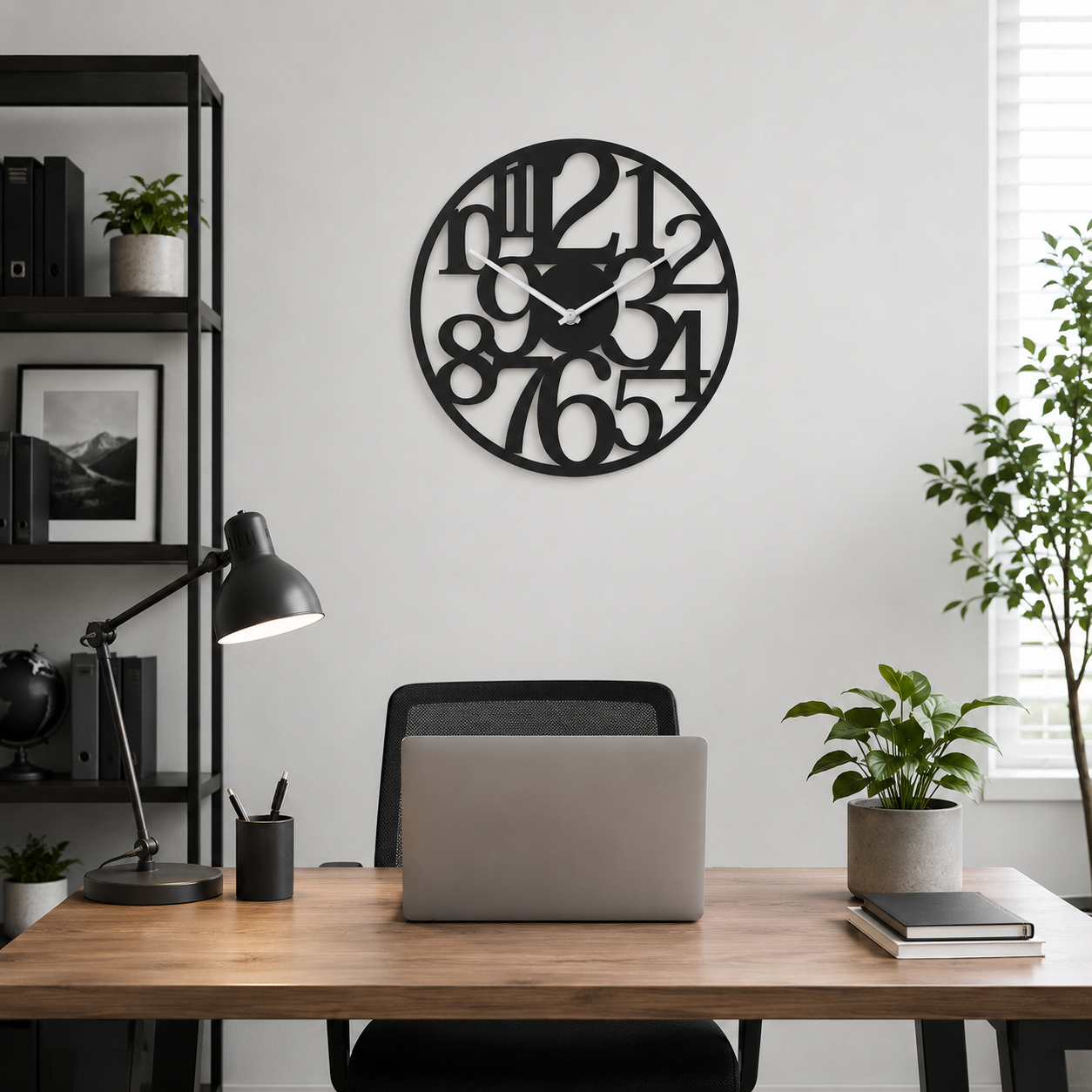 Vintage Mixed Font Round Numerals Metal Wall Clock - view 4