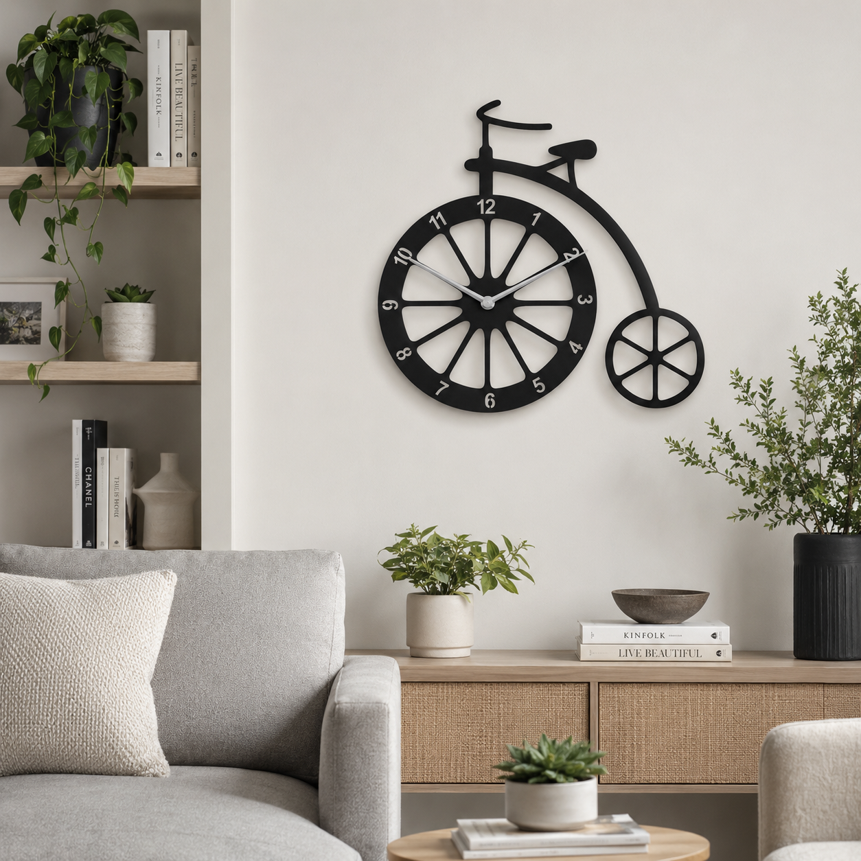 Vintage Penny Farthing Bicycle Metal Wall Clock