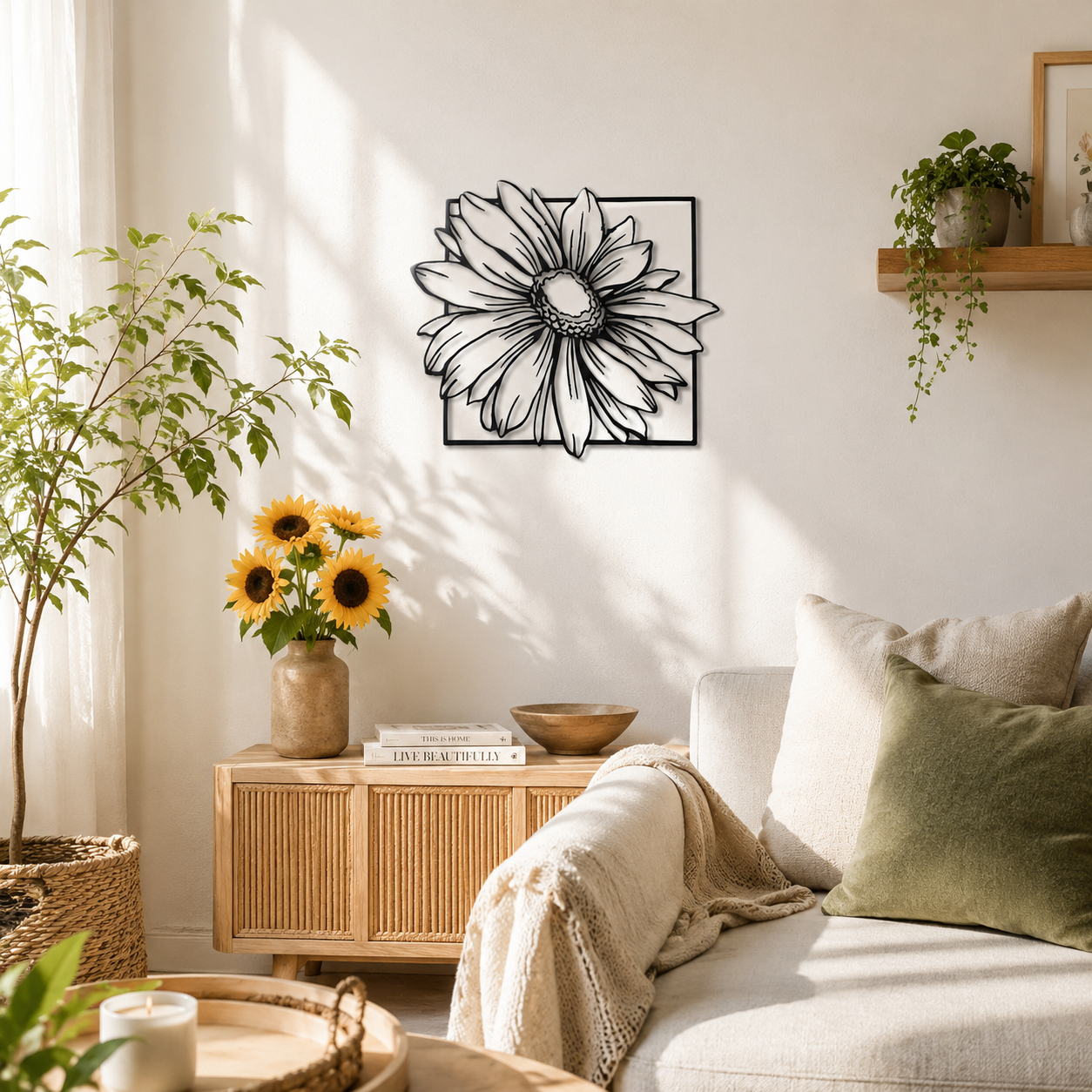 Daisy Bloom Framed Square Metal Wall Art - view 2