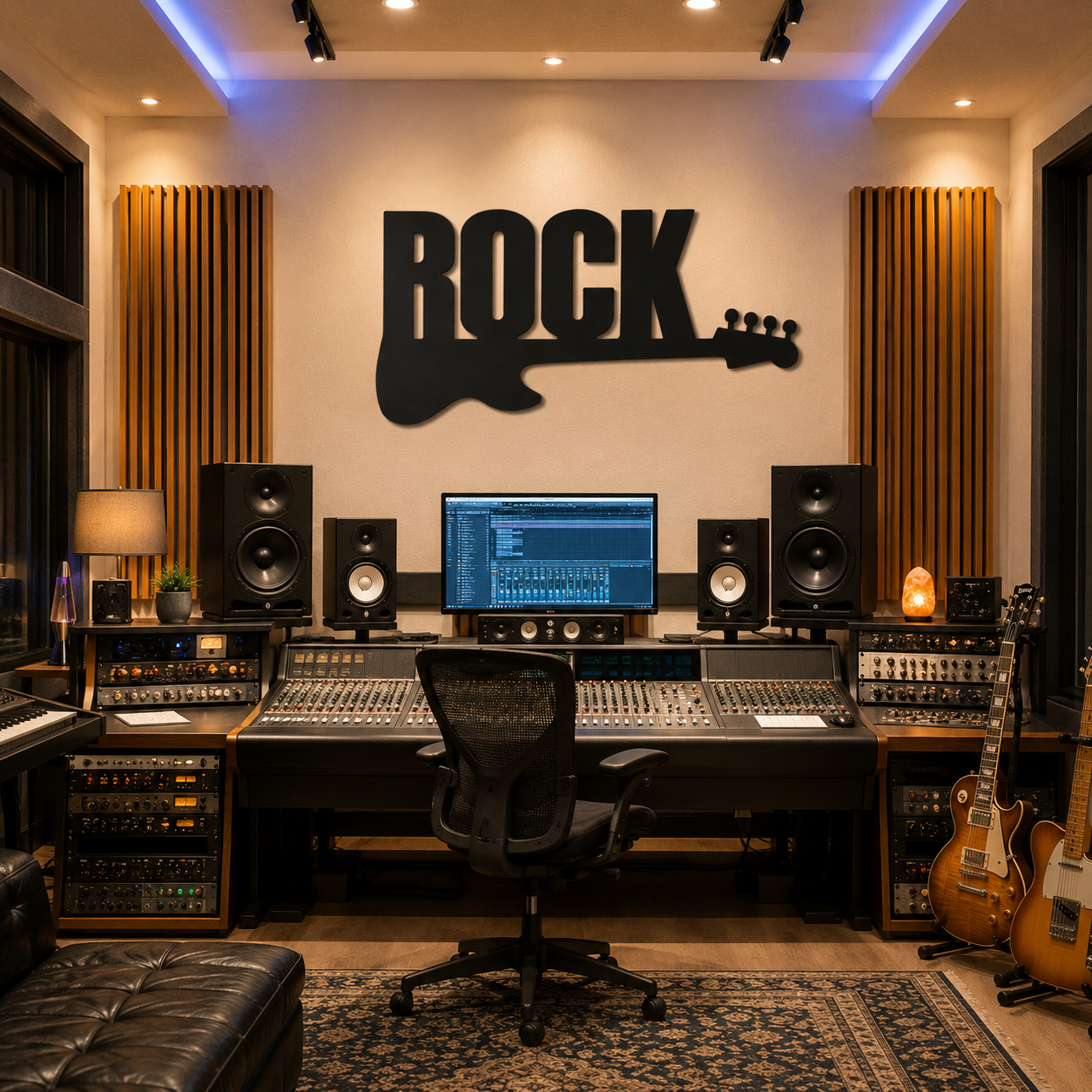 Rock Guitar Word Sign Metal Wall Art - view 3