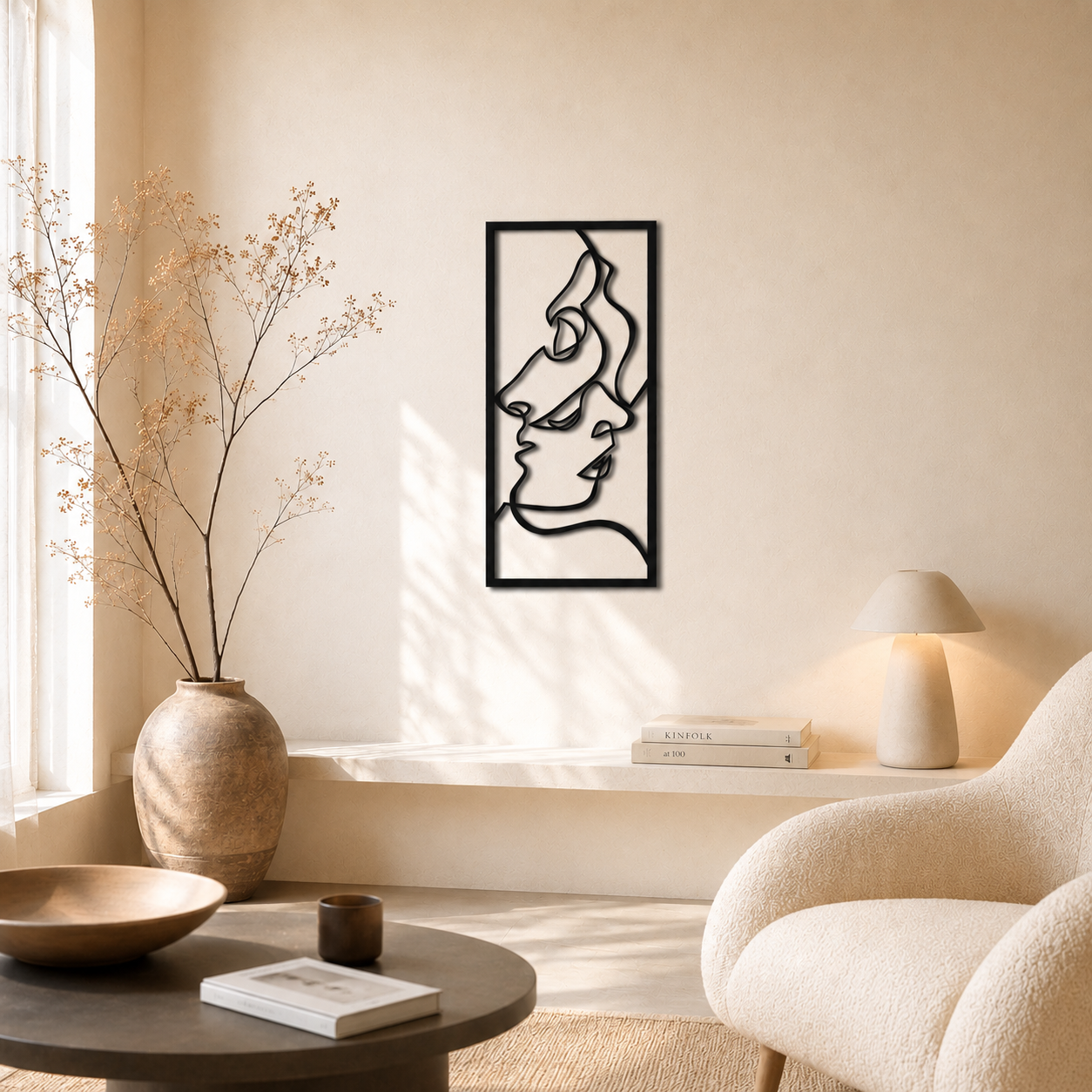 Abstract Kissing Faces Line Art Metal Wall Art