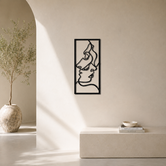 Abstract Kissing Faces Line Art Metal Wall Art - view 2