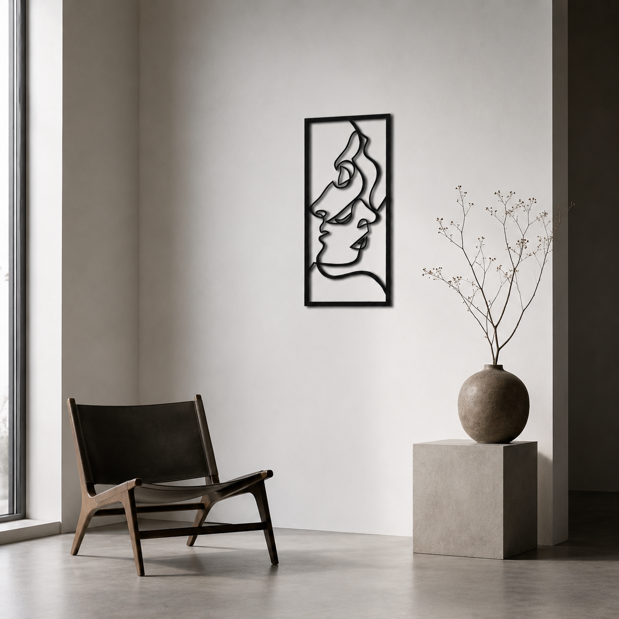 Abstract Kissing Faces Line Art Metal Wall Art - view 3