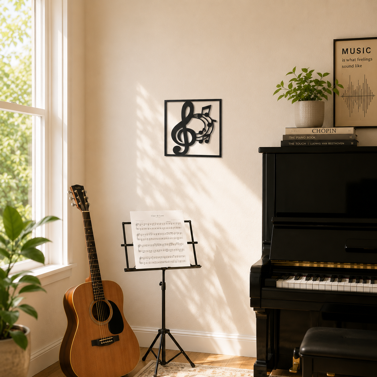 Treble Clef And Music Notes Metal Wall Art