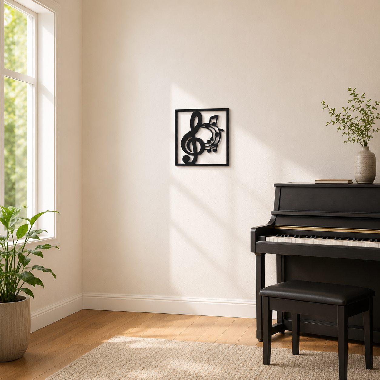 Treble Clef And Music Notes Metal Wall Art - view 3