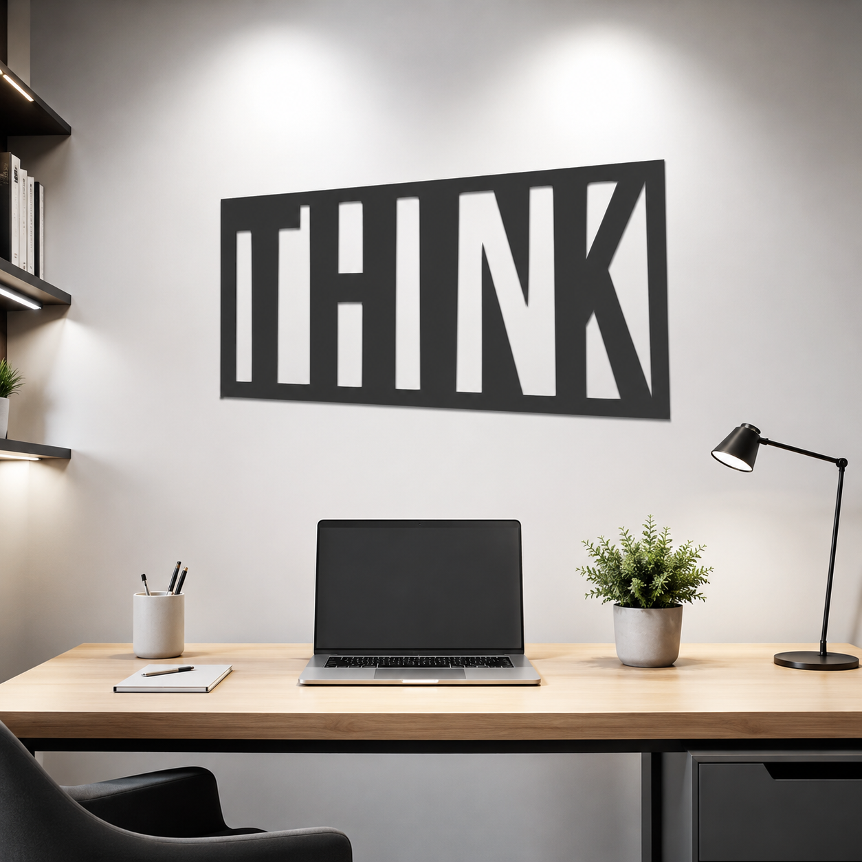Bold Think Typography Statement Metal Wall Art
