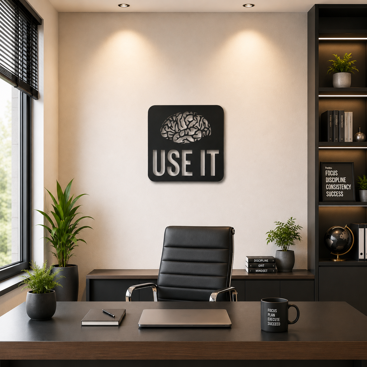 Brain Use It Motivational Sign Metal Wall Art
