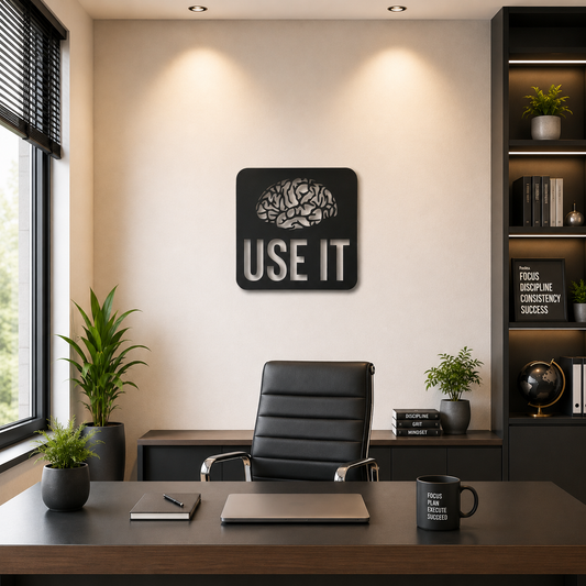 Brain Use It Motivational Sign Metal Wall Art