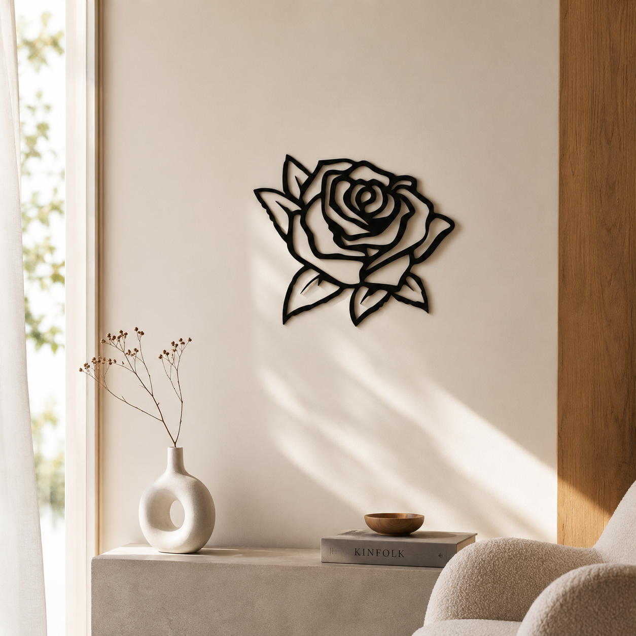 Blooming Rose Flower Botanical Metal Wall Art - view 2