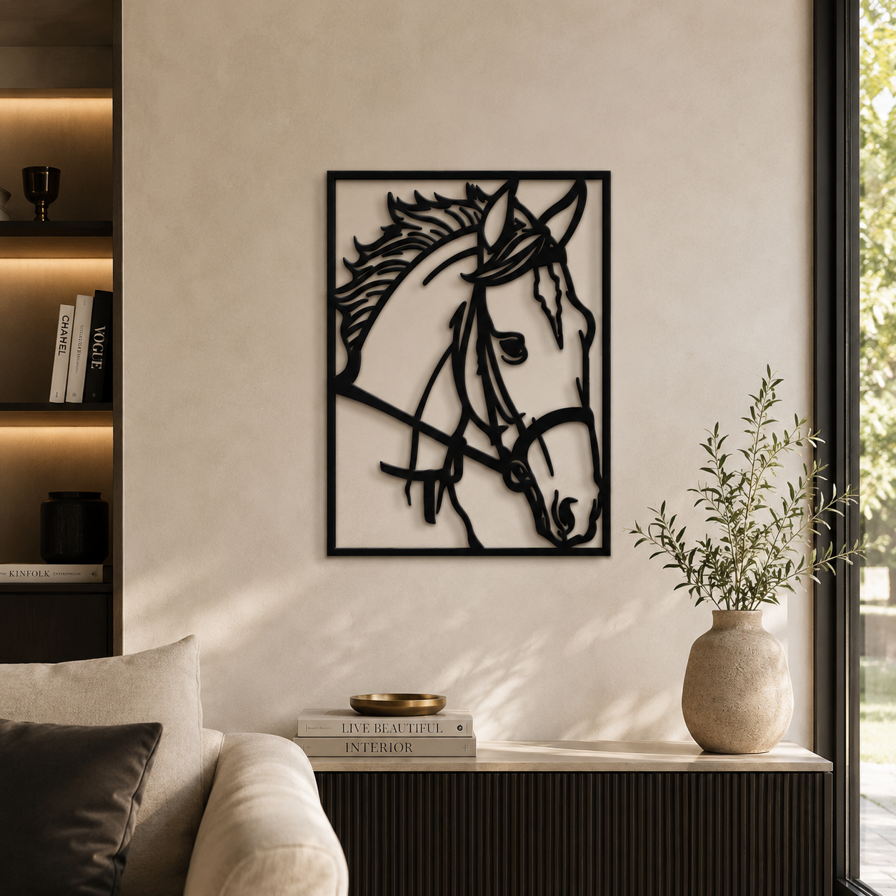 Majestic Horse Head Portrait Metal Wall Art