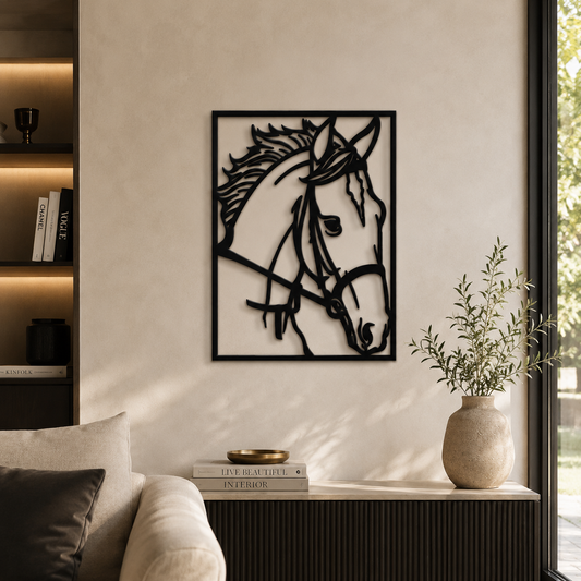 Majestic Horse Head Portrait Metal Wall Art