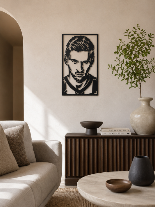 Soccer Star Footballer Portrait Metal Wall Art