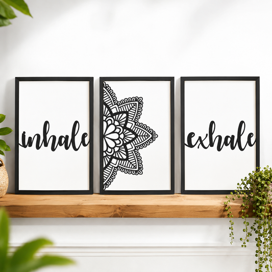 Inhale Exhale Mandala Three-Panel Metal Wall Art