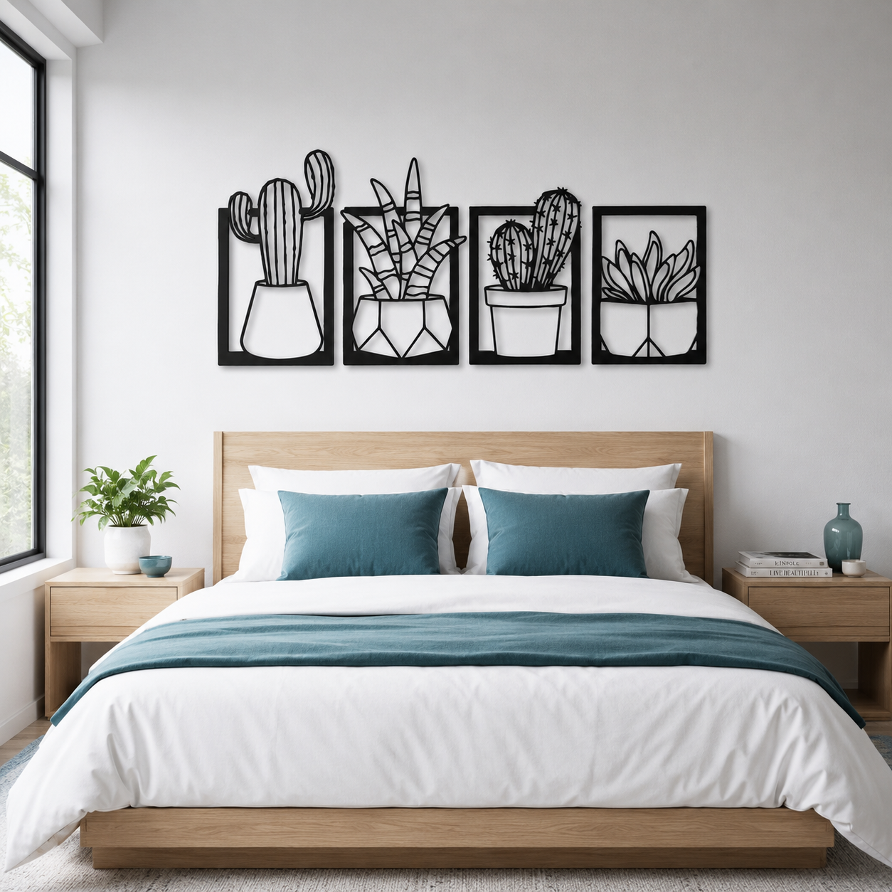 Potted Cactus Quartet Metal Wall Art - view 3