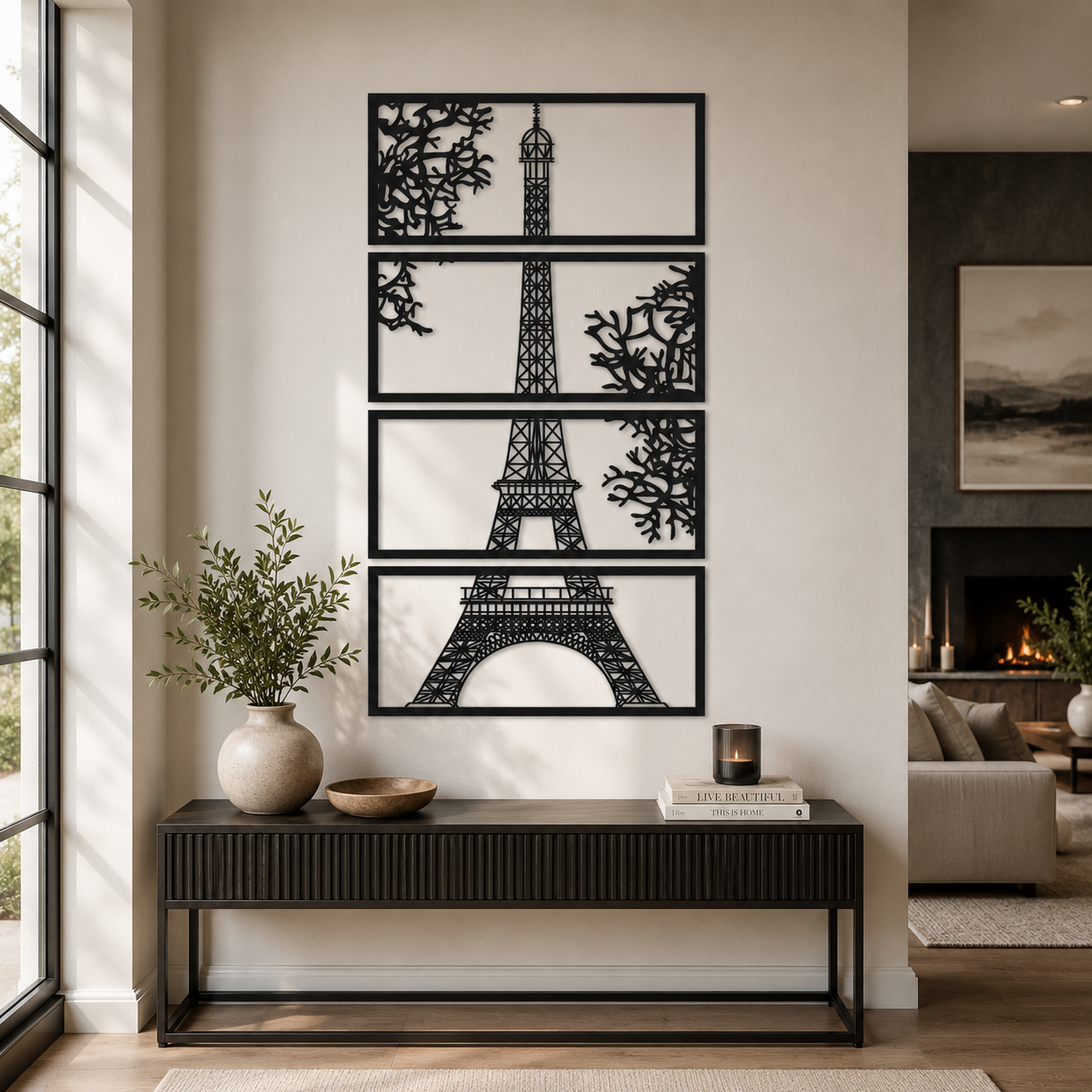 Eiffel Tower Paris Four-Panel Metal Wall Art