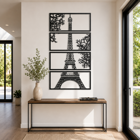 Eiffel Tower Paris Four-Panel Metal Wall Art - view 2