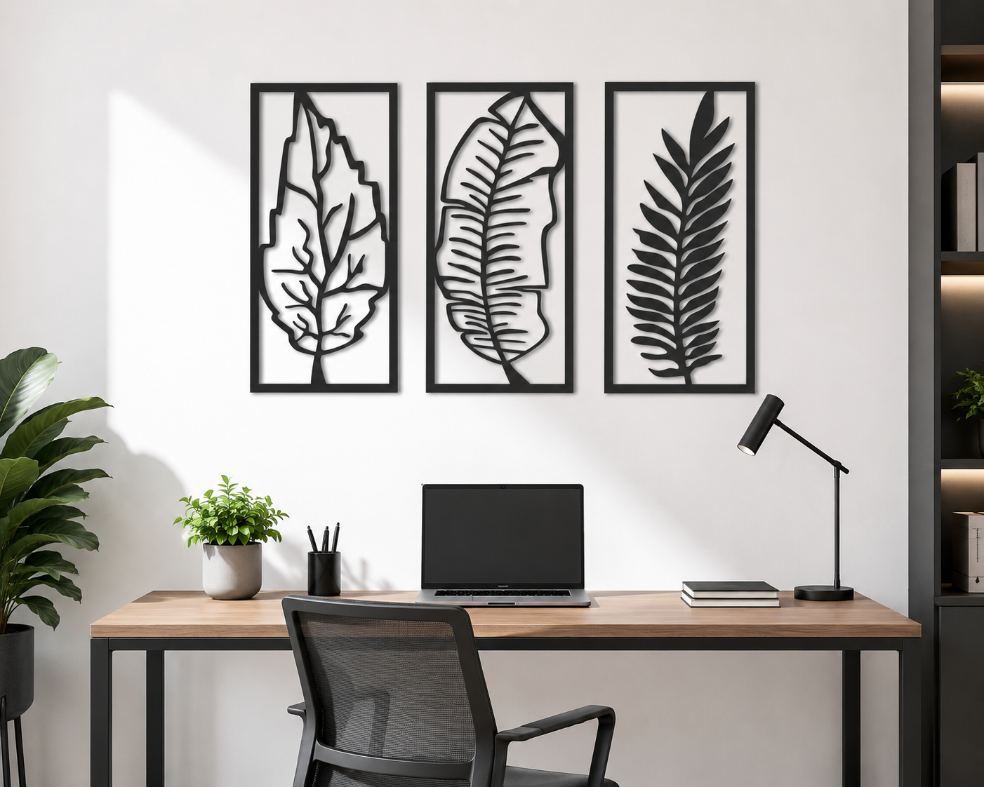 Tropical Leaves Triptych Metal Wall Art - view 2