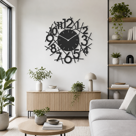Abstract Numbers Oversized Metal Wall Clock