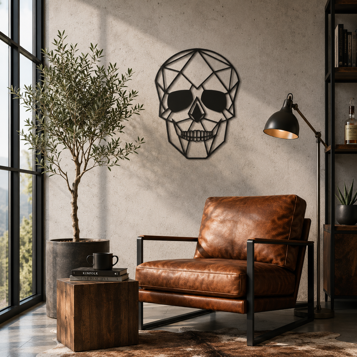 Geometric Faceted Skull Metal Wall Art - view 2