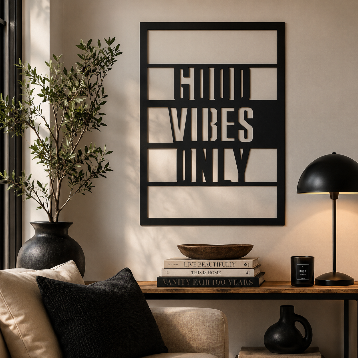 Good Vibes Only Bold Typography Metal Wall Art - view 3