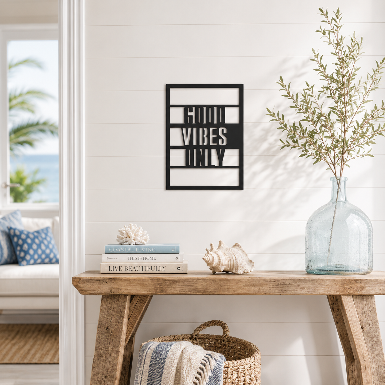 Good Vibes Only Bold Typography Metal Wall Art - view 5
