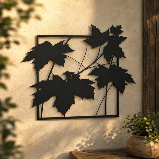 Falling Maple Leaves Framed Metal Wall Art