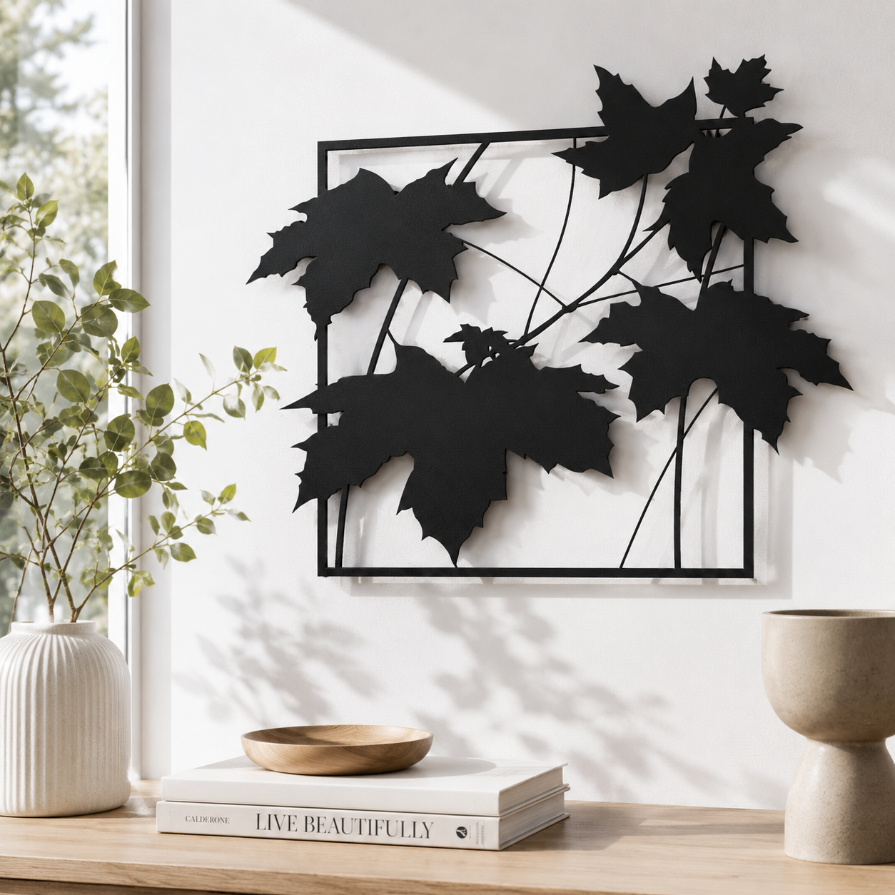 Falling Maple Leaves Framed Metal Wall Art - view 2