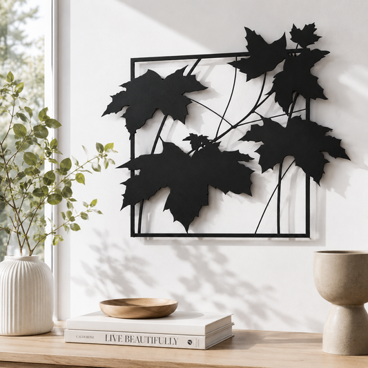 Falling Maple Leaves Framed Metal Wall Art - view 2