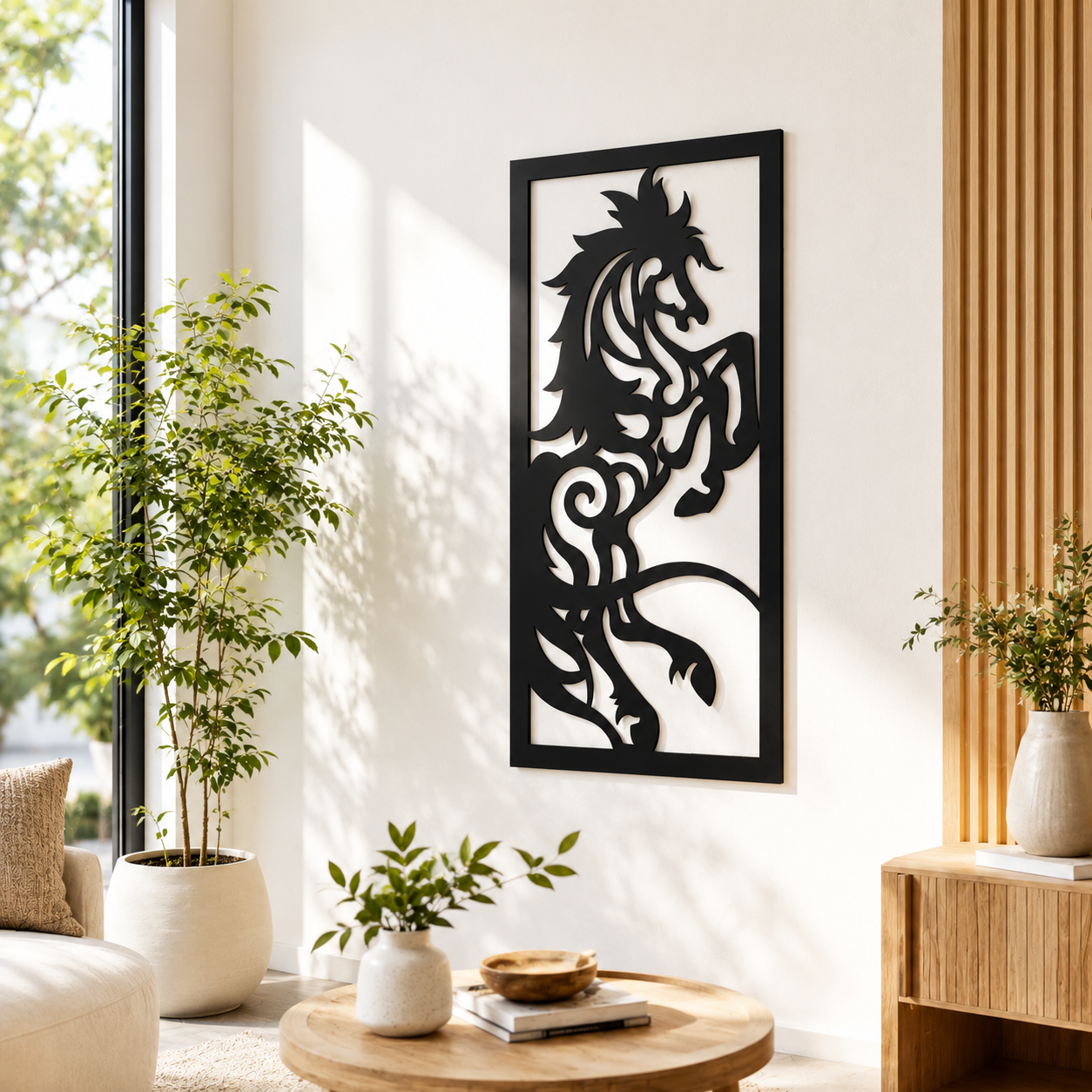 Rearing Horse Tribal Panel Metal Wall Art - view 3