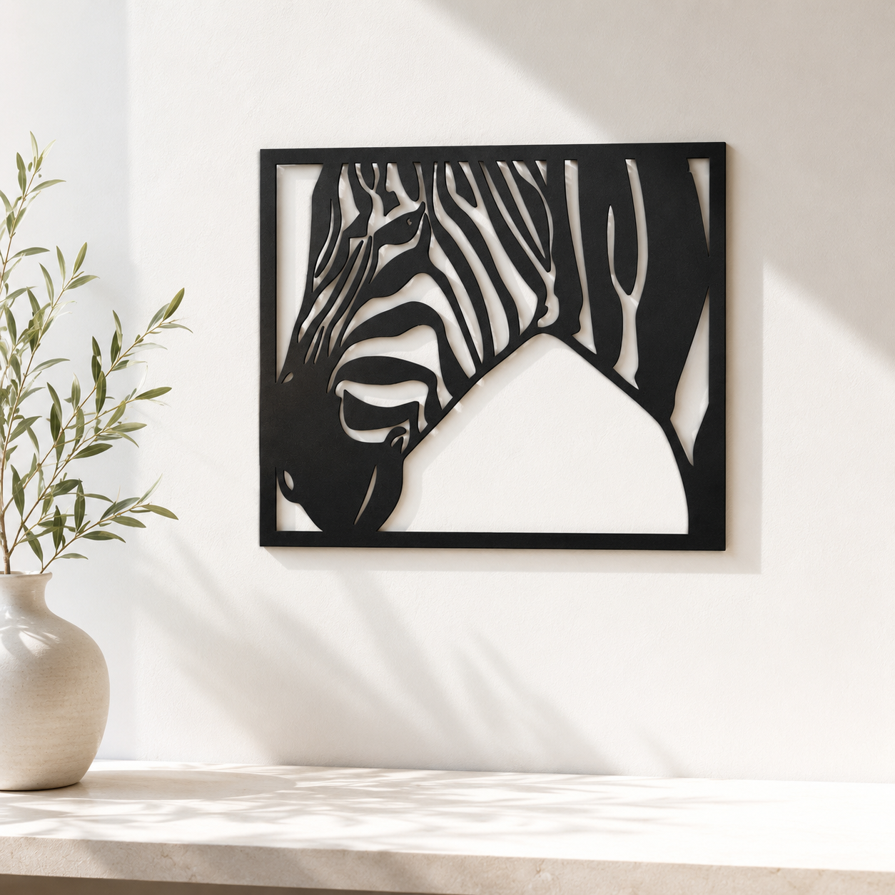 Zebra Profile Striped Framed Metal Wall Art - view 2