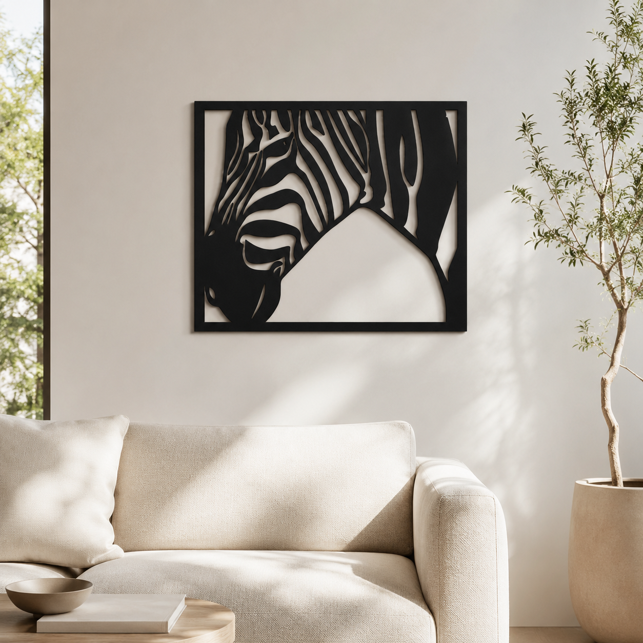 Zebra Profile Striped Framed Metal Wall Art - view 3