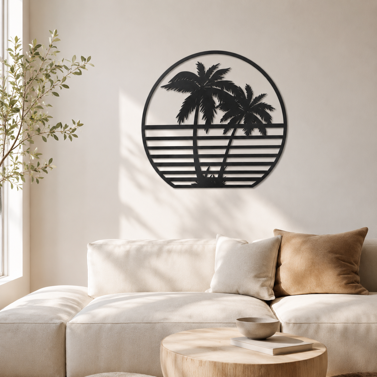 Palm Trees Retro Sunset Metal Wall Art - view 3