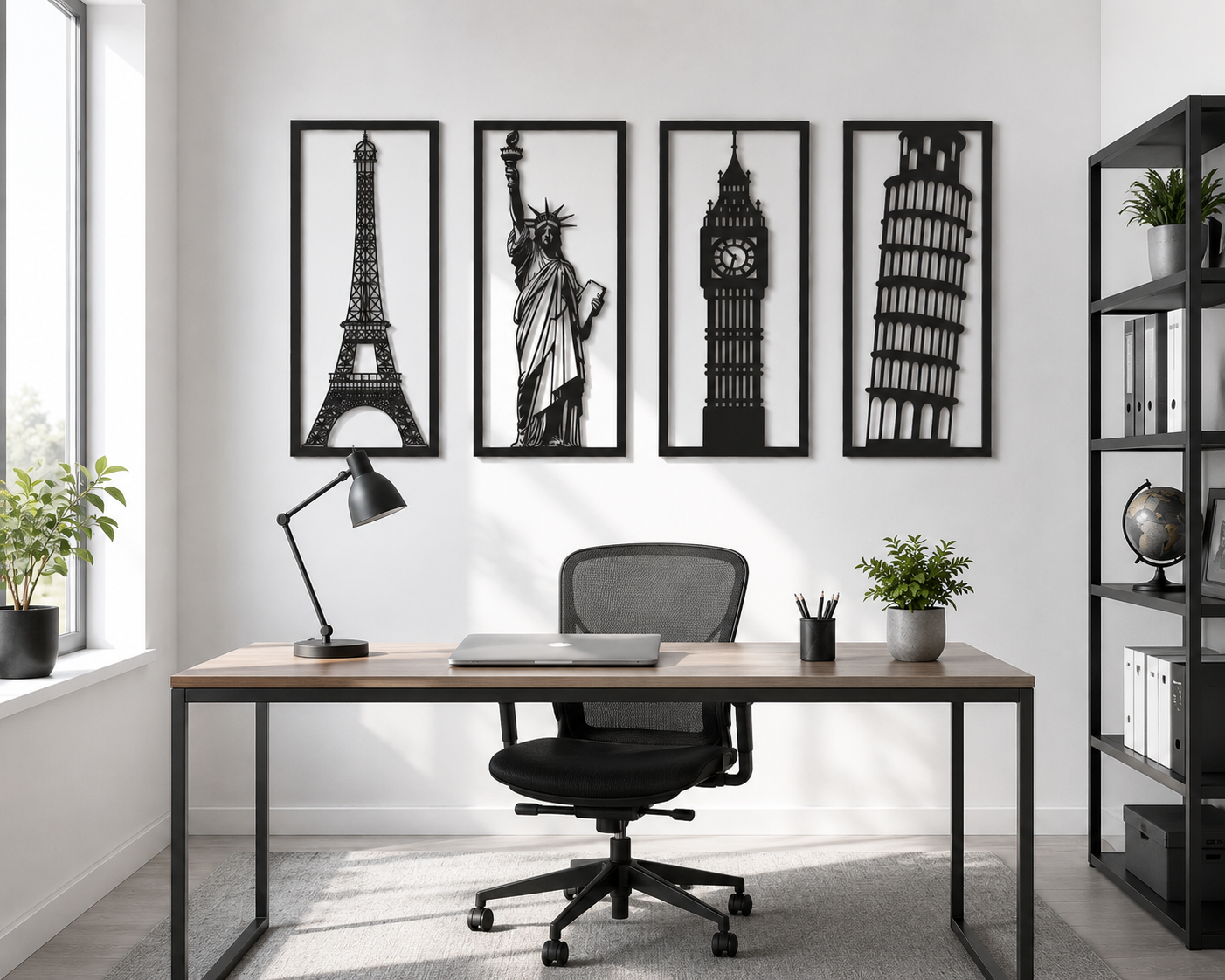 World Landmarks Four Panel Set Metal Wall Art - view 2